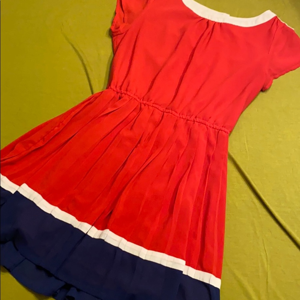 Red White And Blue Pleated Dress